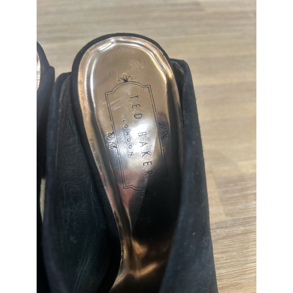 Ted Baker Marinax Black Suede Peep Toe Mule Pumps Size 7.5 - Picture 3 of 7